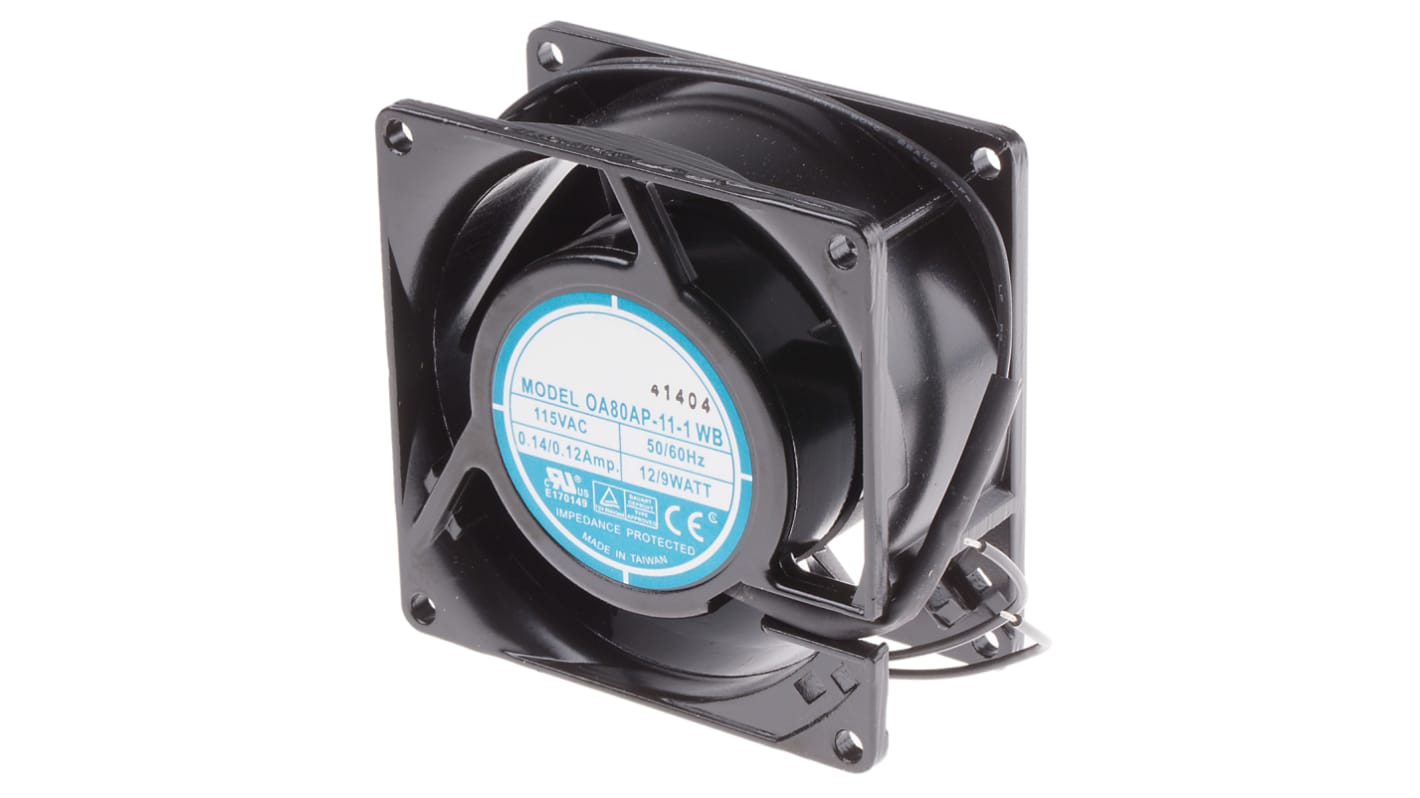 Axiální ventilátor AC, 80 x 80 x 38mm, průtok vzduchu: 51m³/h 9W 115 V AC