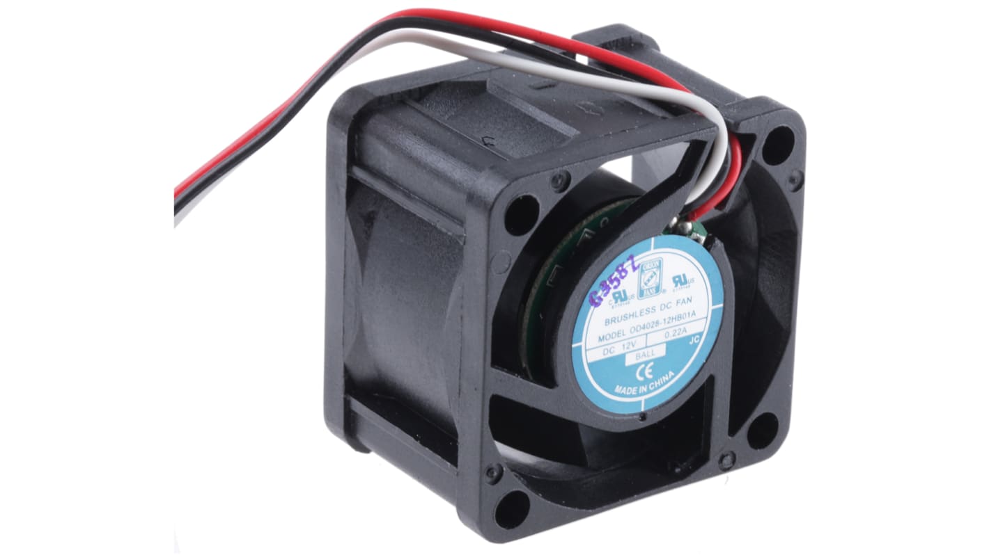 RS PRO Axial Fan, 12 V dc, DC Operation, 20.4m³/h, 2.64W, 200mA Max, 40 x 40 x 28mm