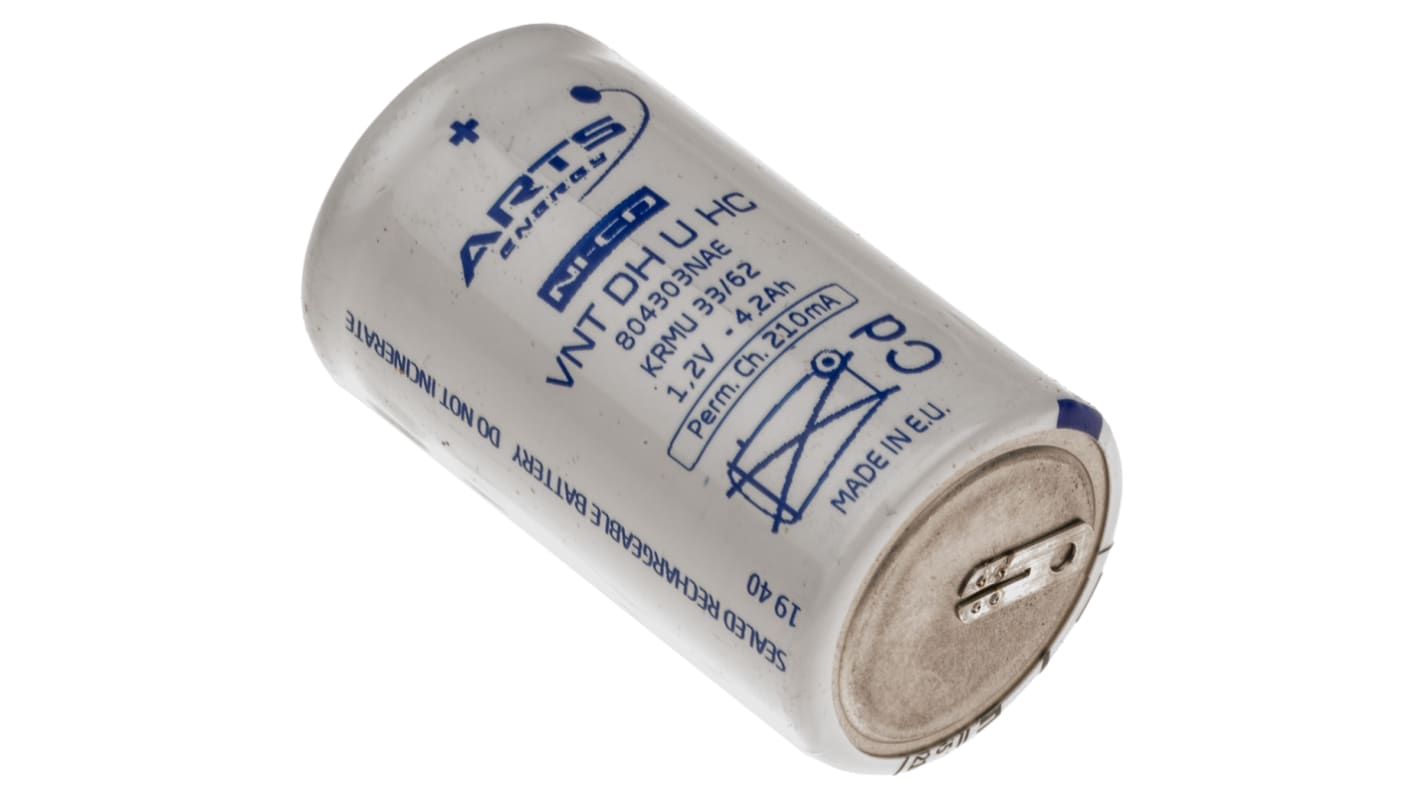 Batterie D rechargeable 4.3Ah NiCd 1.2V Saft, Sortie Cosses