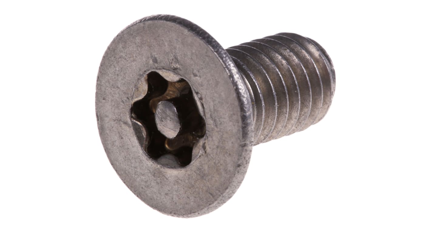 RS PRO Plain Flat Stainless Steel Tamper Proof Security Screw, M6 x 12mm