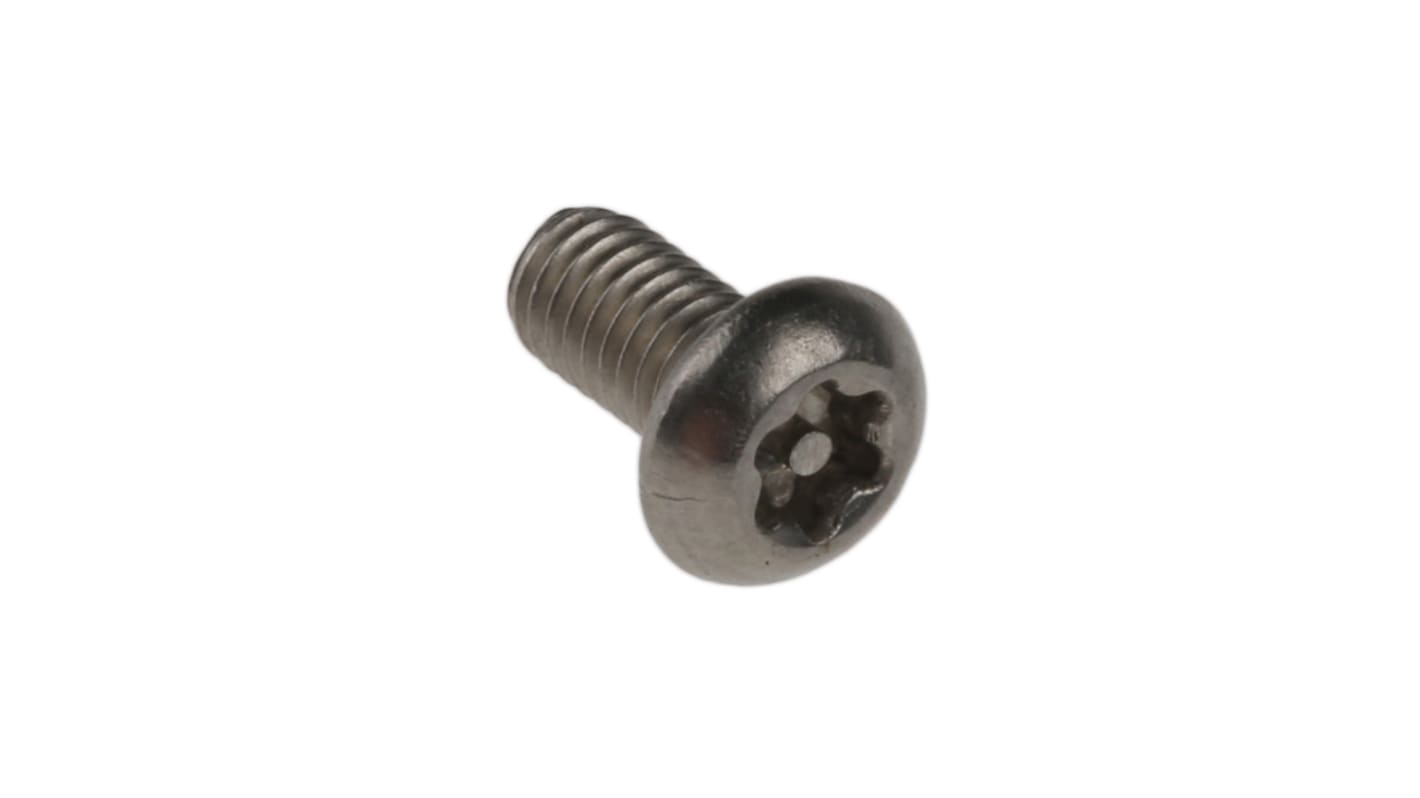 RS PRO Plain Button Stainless Steel Tamper Proof Security Screw, M3 x 6mm