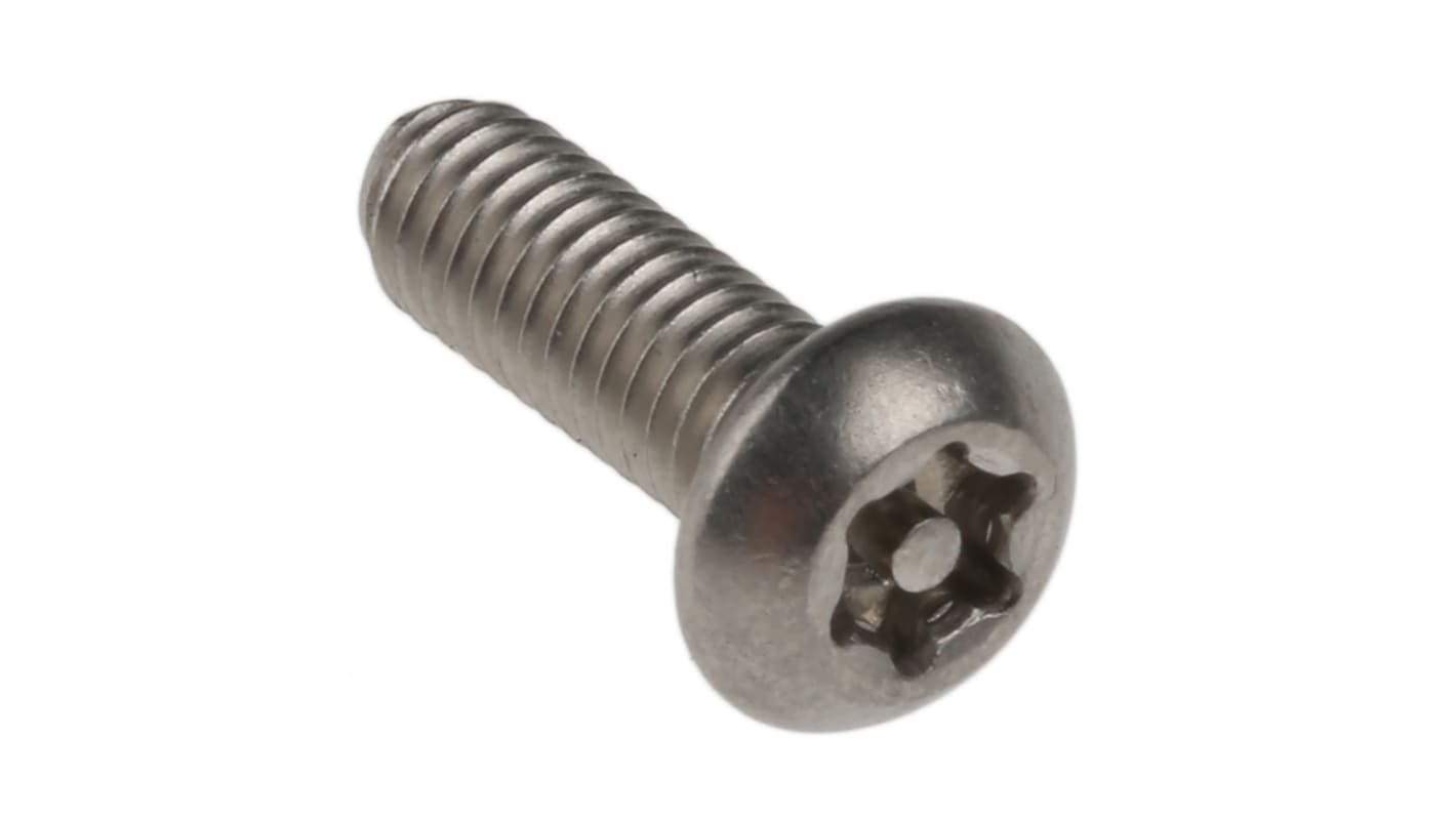 Vite di sicurezza in Acciaio inox Liscio RS PRO, filettatura M4 x 12mm, guida Pin Hex Recess