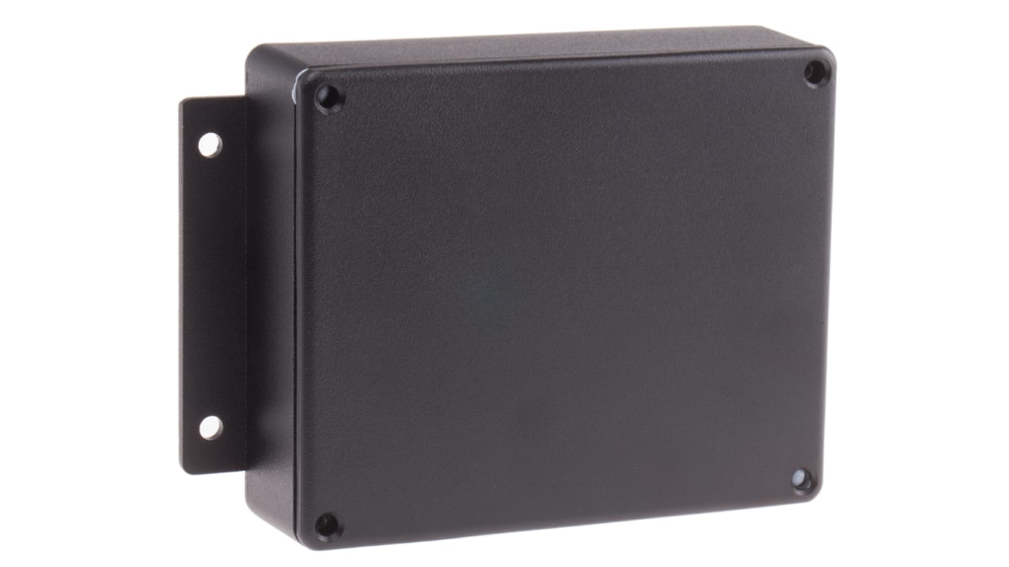 RS PRO Black Die Cast Aluminium Enclosure, IP66, Flanged, Black Lid, 149.8 x 100.2 x 35.6mm