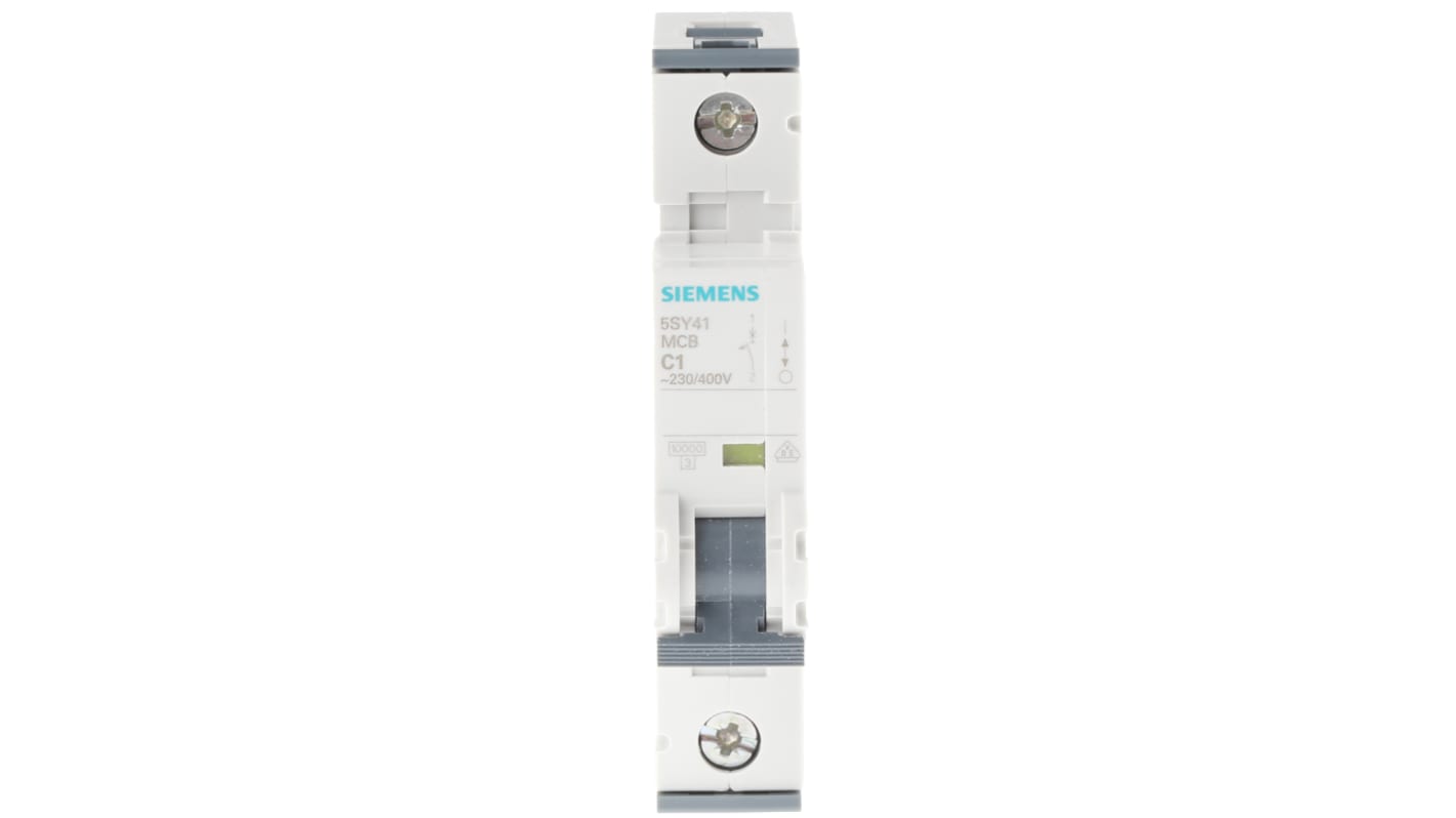 Siemens Sentron 5SY4 MCB, 1P, 1A Curve C, 230V AC, 10 kA Breaking Capacity