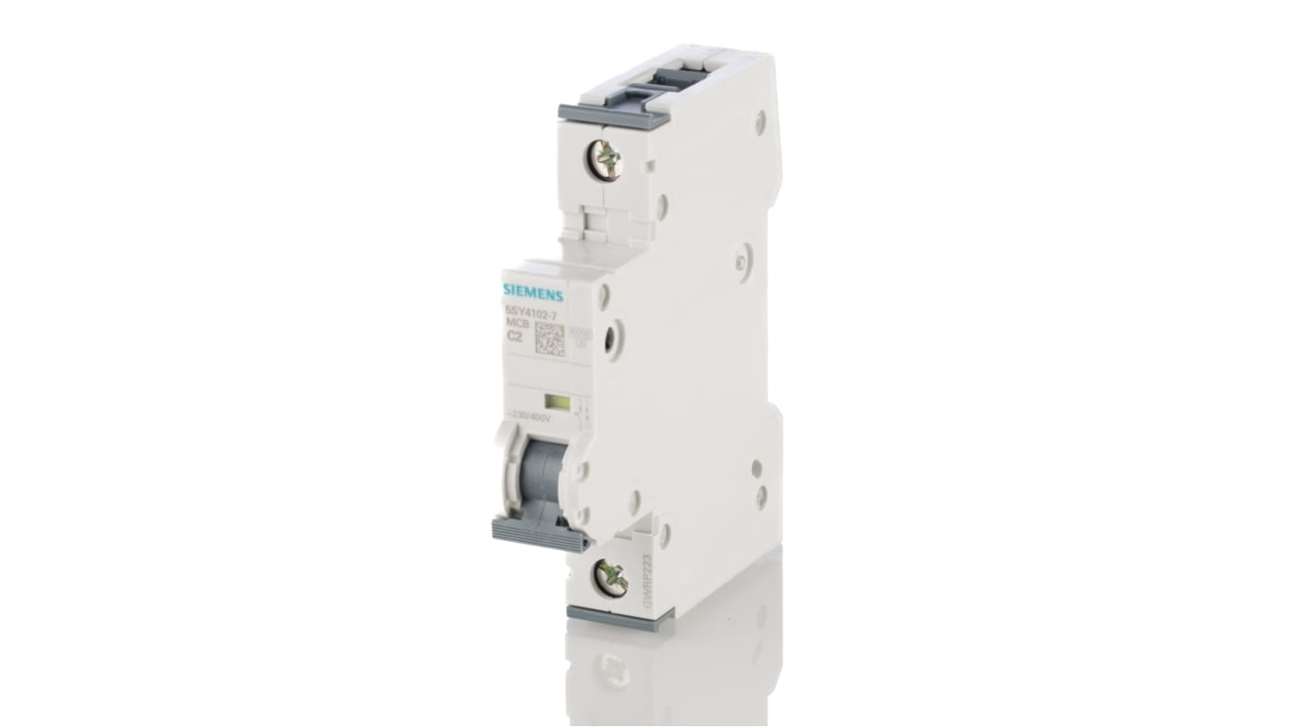 Siemens Sentron 5SY4 MCB, 1P, 2A Curve C, 250V AC, 250V DC, 10 kA Breaking Capacity