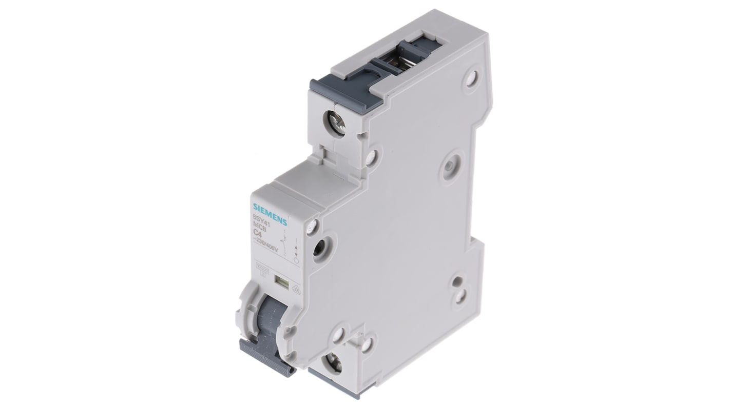 Siemens Sentron 5SY4 MCB, 1P, 4A Curve C, 230V AC, 10 kA Breaking Capacity