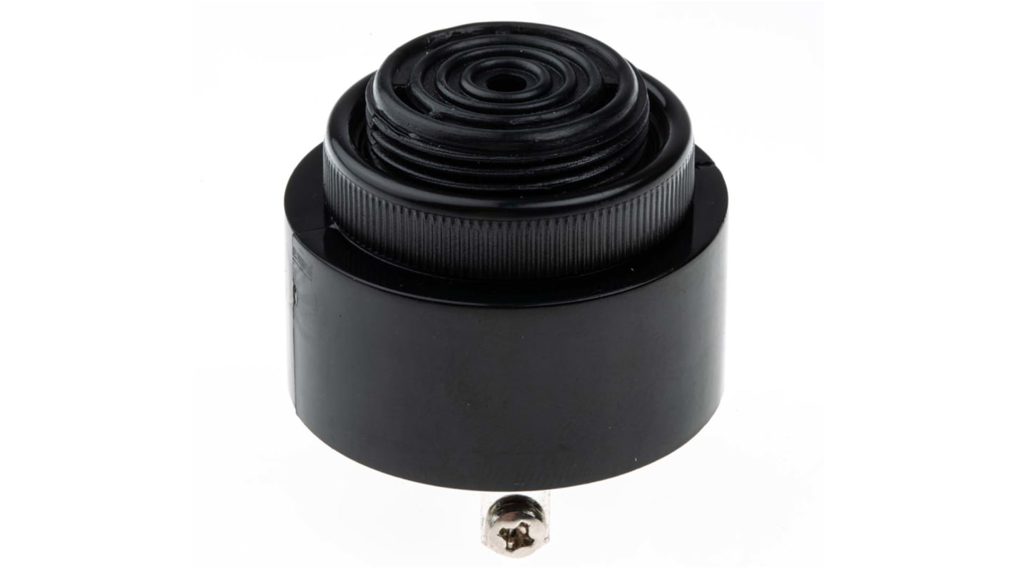 RS PRO 92dB Panel Mount Continuous, Fast Pulse Internal Buzzer, 42.5 (Dia.) x 42.5mm, 6V dc Min, 28V dc Max