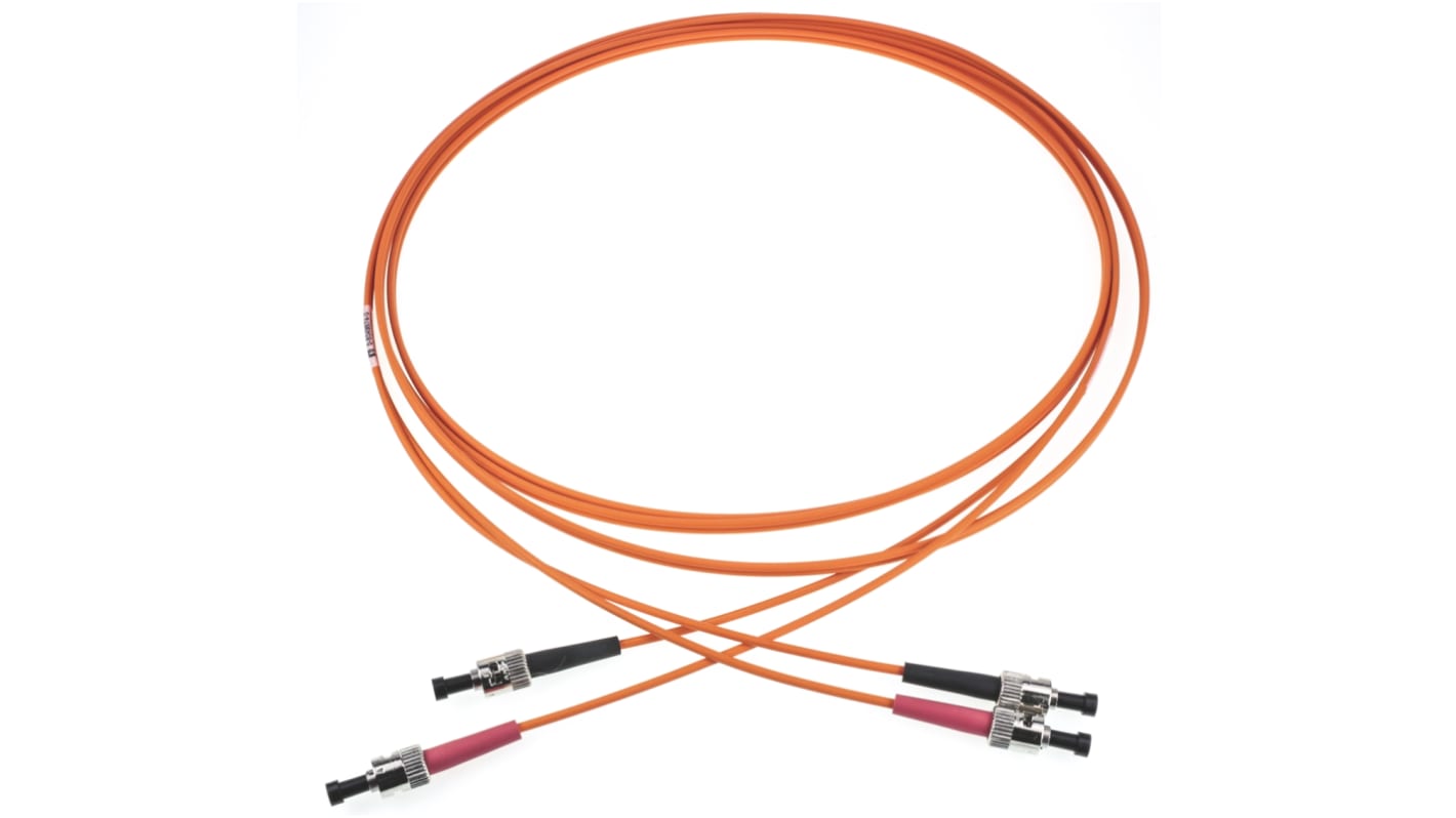 COMMSCOPE ST to ST Duplex Multi Mode OM1 Fibre Optic Cable, 62.5/125μm, Orange, 3m