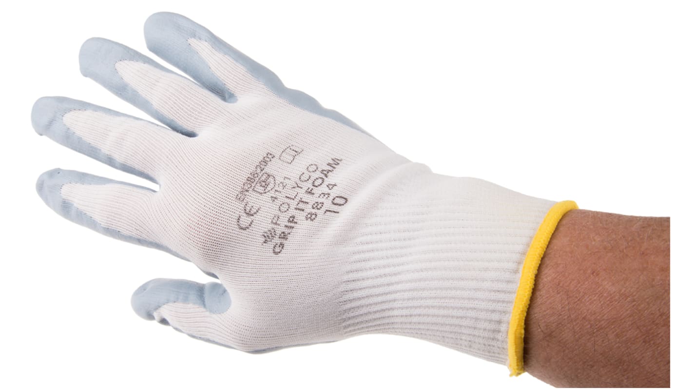 Guantes de Nylon Gris BM Polyco serie Grip It, talla 10, L, con recubrimiento de Nitrilo, Uso general