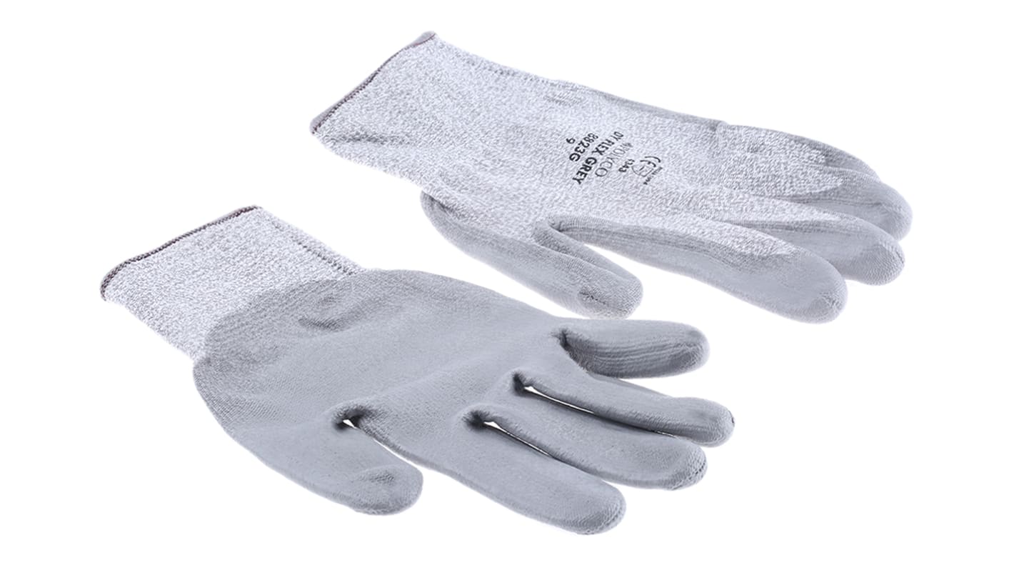 BM Polyco Dyflex Grey Dyneema Cut Resistant Work Gloves, Size 9, Polyurethane Coating