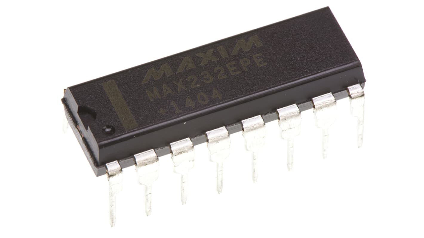 Maxim MAX232EPE+, Line Transceiver, EIA/TIA-232-E/ RS-232/ V.24/ V.28 2-TX 2-RX 2-TRX, 5 V, 16-Pin PDIP