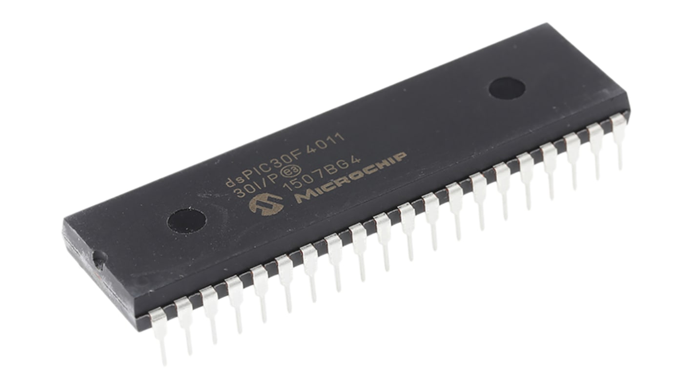 Processeur signal numérique, DSPIC30F4011-30I/P, 16bit, 30MIPS, 1,024 ko, 48 ko Flash, 9 x 10 bits ADC, PDIP 40 .