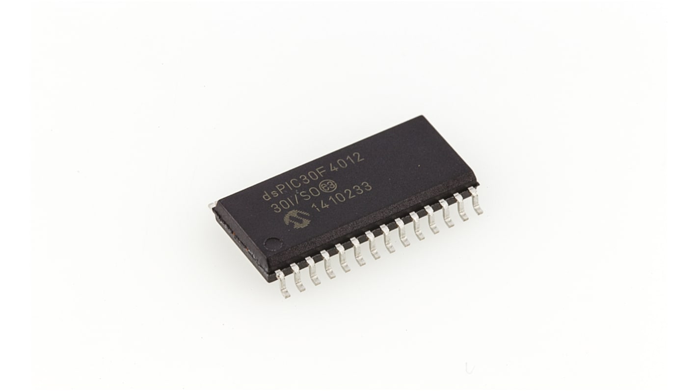 Processore DSP Microchip dsPIC30F, 30MIPS, memoria Flash 1,024 kB, 48 kB, 28 Pin, SOIC, Montaggio superficiale