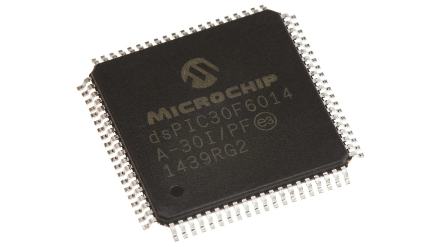 DSPIC30F6014A-30I/PF Microchip dsPIC30F, 16bit Digital Signal Processor 30MIPS 4.096 kB, 144 kB Flash 80-Pin TQFP