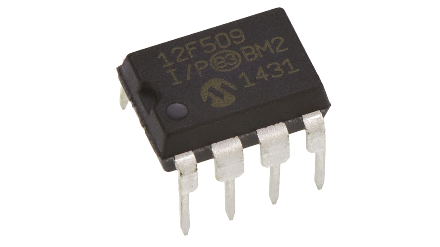 Microchip Mikrovezérlő PIC12F, 8-tüskés PDIP, 41 B RAM, 8bit bites