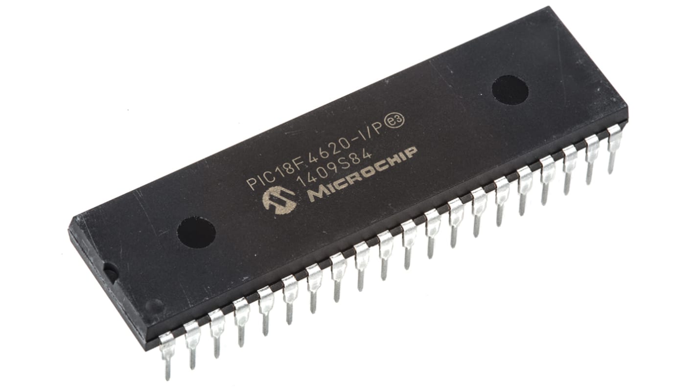 Microchip PIC18F4620-I/P, 8bit PIC Microcontroller, PIC18F, 40MHz, 1.024 kB, 64 kB Flash, 40-Pin PDIP