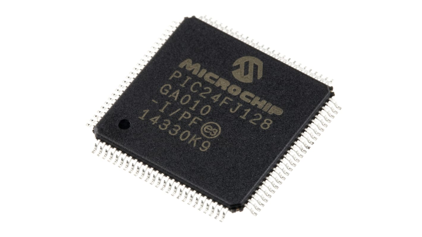 Microcontrolador Microchip PIC24FJ128GA010-I/PF, núcleo PIC de 16bit, RAM 8 kB, 32MHZ, TQFP de 100 pines
