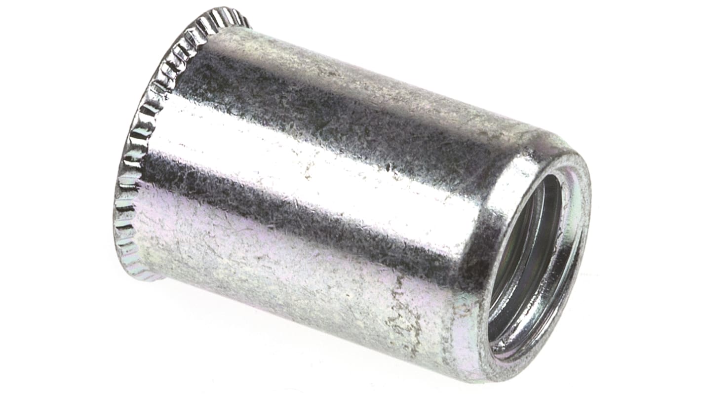 POP Galvanised, M8 Steel Threaded Insert, 11.5mm diameter 10.6mm Depth