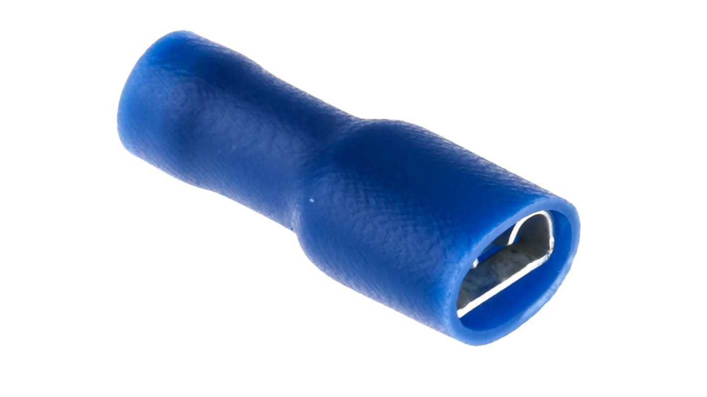 RS PRO Blue Insulated Female Spade Connector, Double Crimp, 6.35 x 0