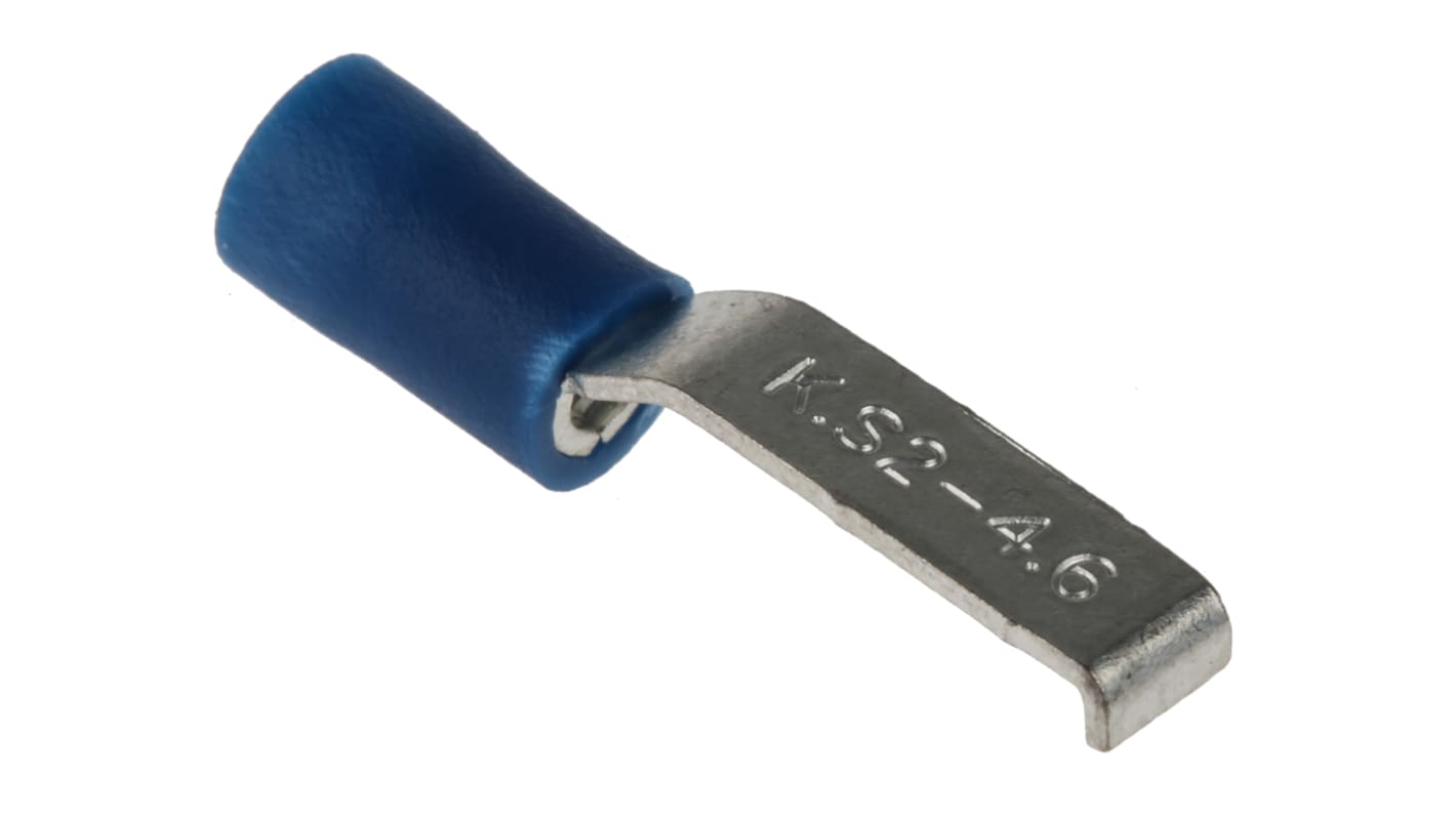 Terminal de lengüeta crimpada RS PRO, En Gancho, Aislado, long. 16.8mm, Azul No Recubierto, 1.5mm² a 2.5mm², 16AWG a