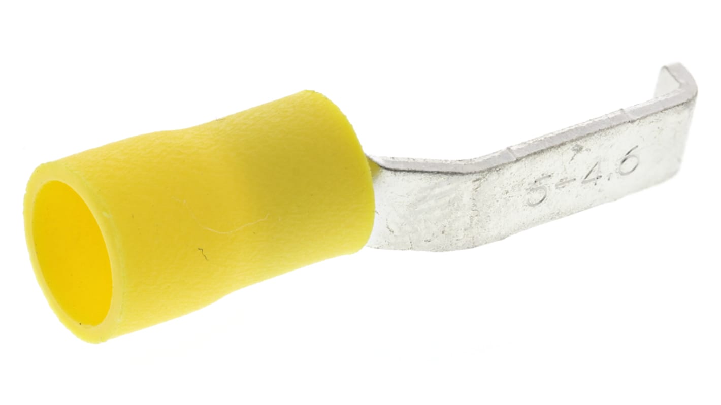 RS PRO Hooked Insulated Crimp Blade Terminal 17.2mm Blade Length, 4mm² to 6mm², 12AWG to 10AWG, Yellow