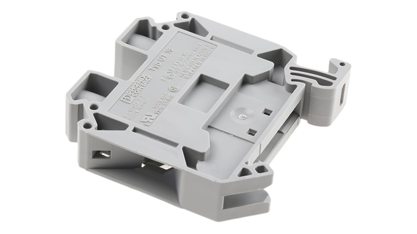 Phoenix Contact UT 16 Series Grey Feed Through Terminal Block, 1.5 → 25mm², Single-Level, Screw Termination, ATEX