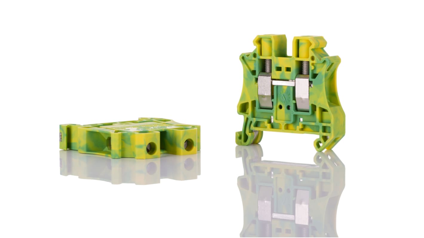 Bloc de jonction rail DIN Phoenix Contact UT 10-PE, 0.5 → 16mm², A visser, Vert/Jaune