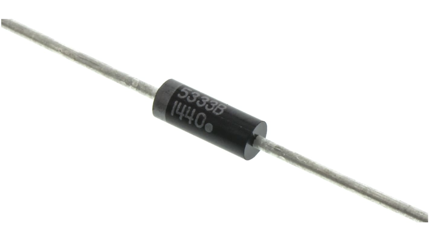 onsemi, 3.3V Zener Diode 5% 5 W Through Hole 2-Pin DO-15