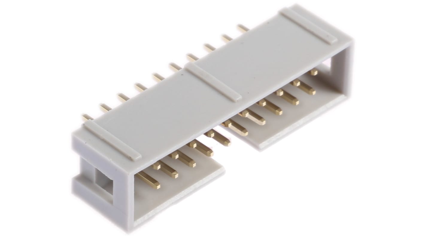 Conector macho para PCB RS PRO de 20 vías, 2 filas, paso 2.54mm, terminación IDC, Montaje en orificio pasante