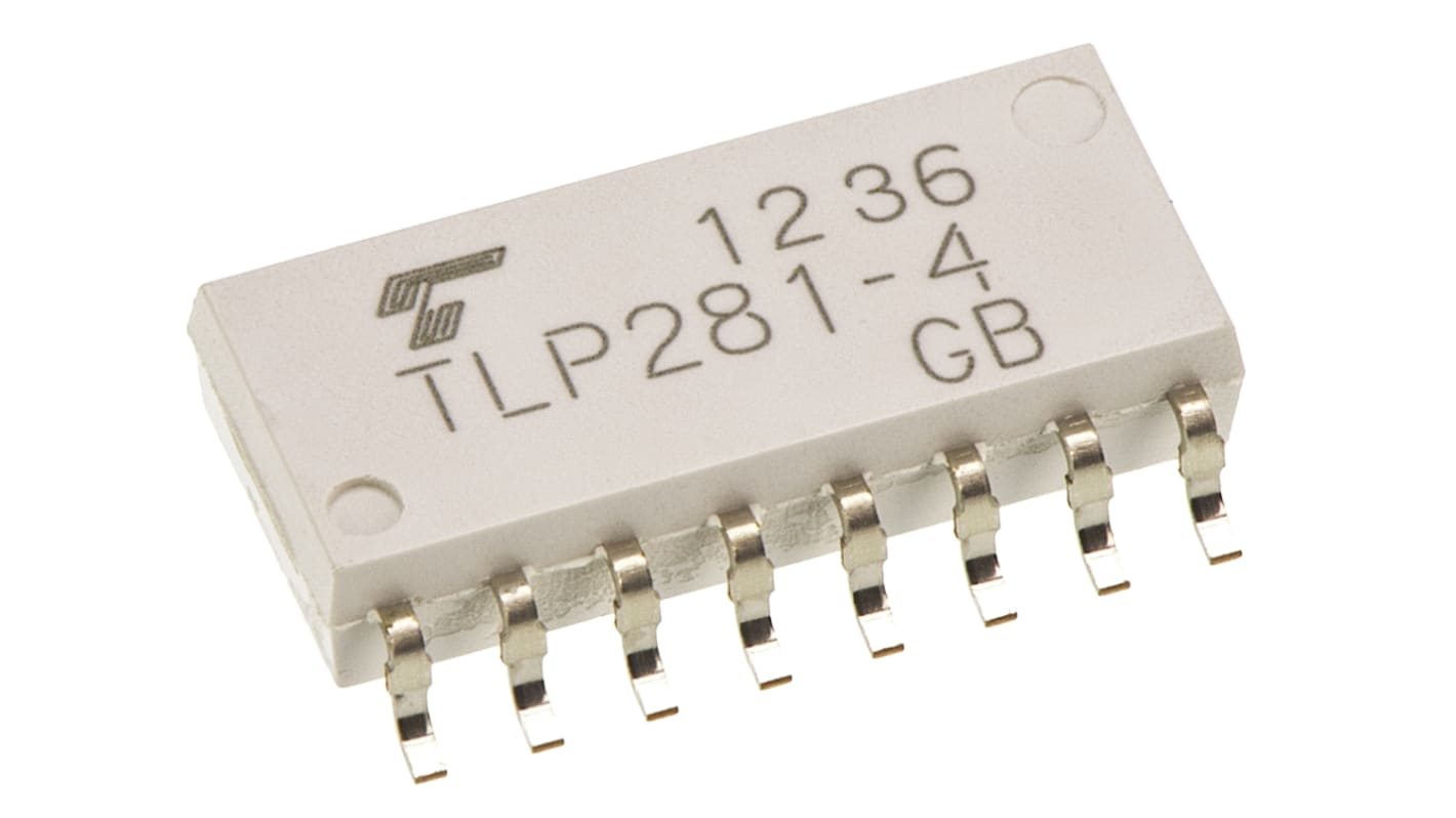 Toshiba, TLP281-4(J,F) DC Input Transistor Output Quad Optocoupler, Surface Mount, 16-Pin SOP