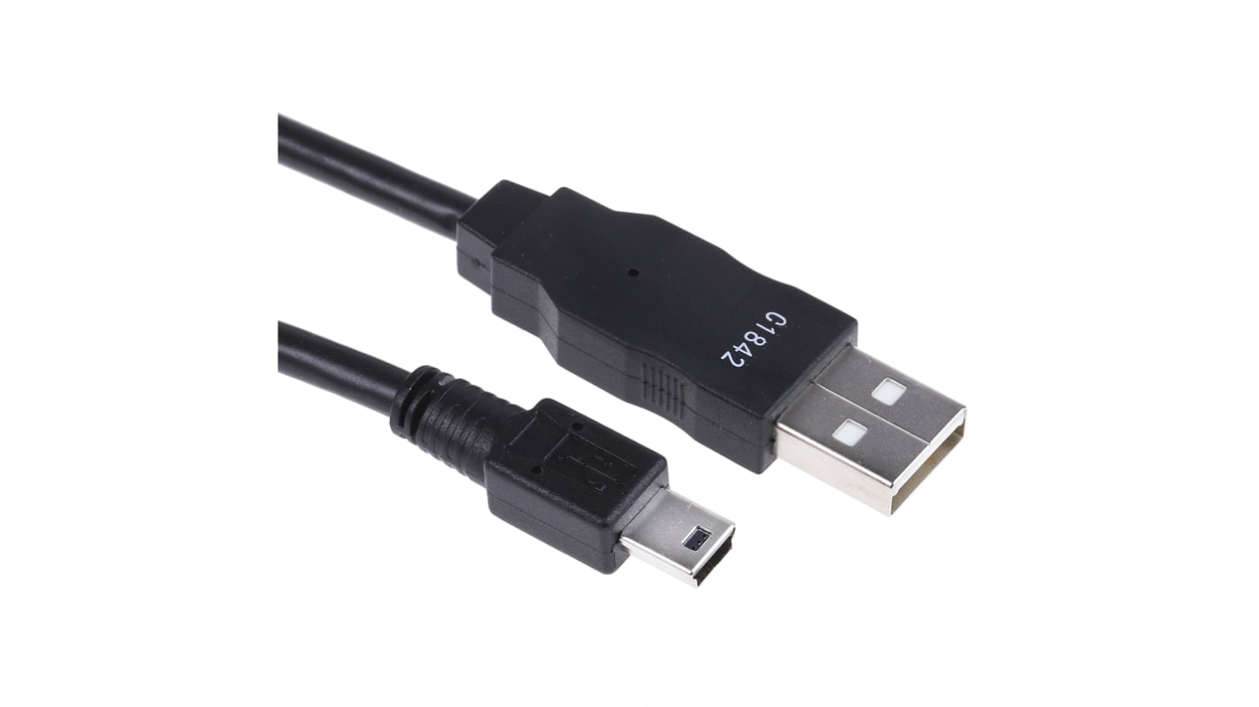 887328602 Câble USB Molex USB A vers Mini USB B, 1m, Noir RS