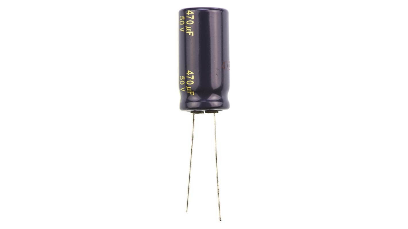 Panasonic 470μF Aluminium Electrolytic Capacitor 50V dc, Radial, Through Hole - EEUFC1H471B