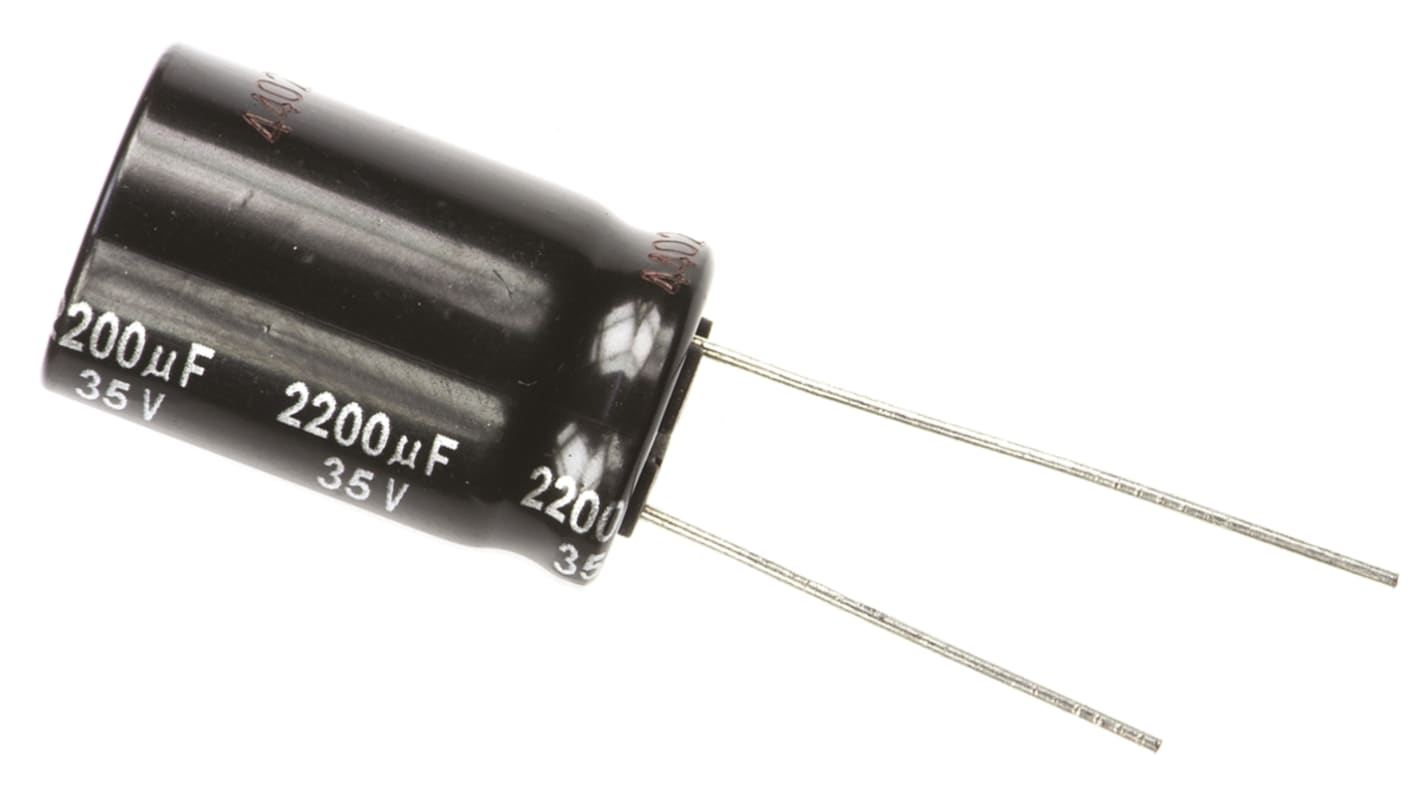 Panasonic NHG, THT Aluminium-Elektrolyt Kondensator 2200μF ±20% / 35V dc, Ø 16mm x 25mm, bis 105°C