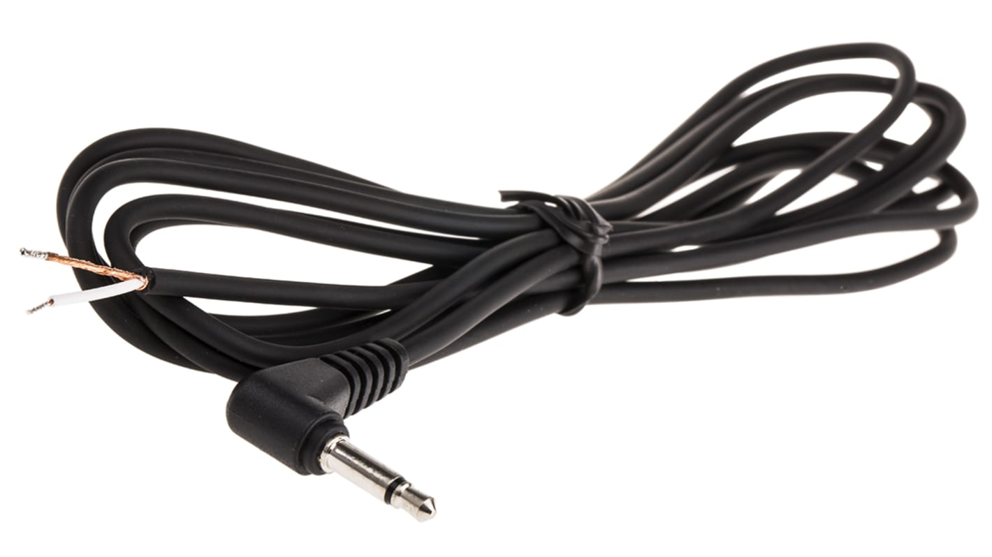 Switchcraft 2m Aux-kabel, 3,5 mm mono-jack til Utermineret, Sort kappe