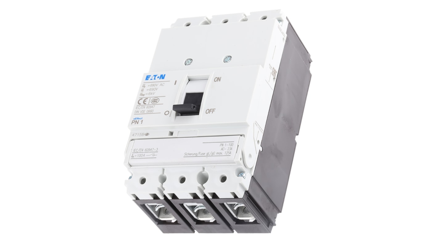 MCCB Eaton, , 1 Polo Polos, 100A, Capacidad de Ruptura 80 kA, Montaje fijo, Eaton Moeller