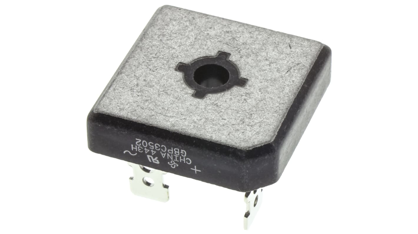 Vishay Brückengleichrichter, 1-phasig 35A 200V Schraubmontage 1.1V GBPC 4-Pin 5μA Siliziumverbindung