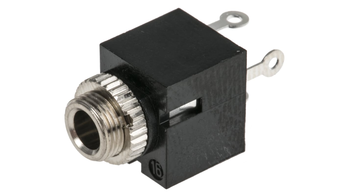 Conector jack mono de 3.5 mm Ángulo de 90° Hembra Lumberg, Orificio Pasante