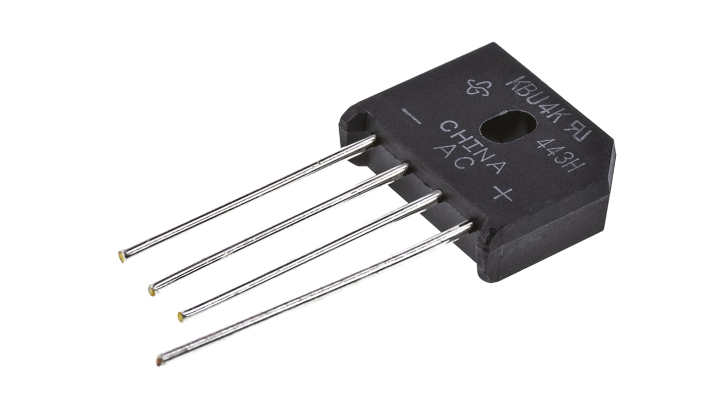 Vishay Brückengleichrichter, 1-phasig 4A 800V THT 1V KBU 4-Pin 5μA