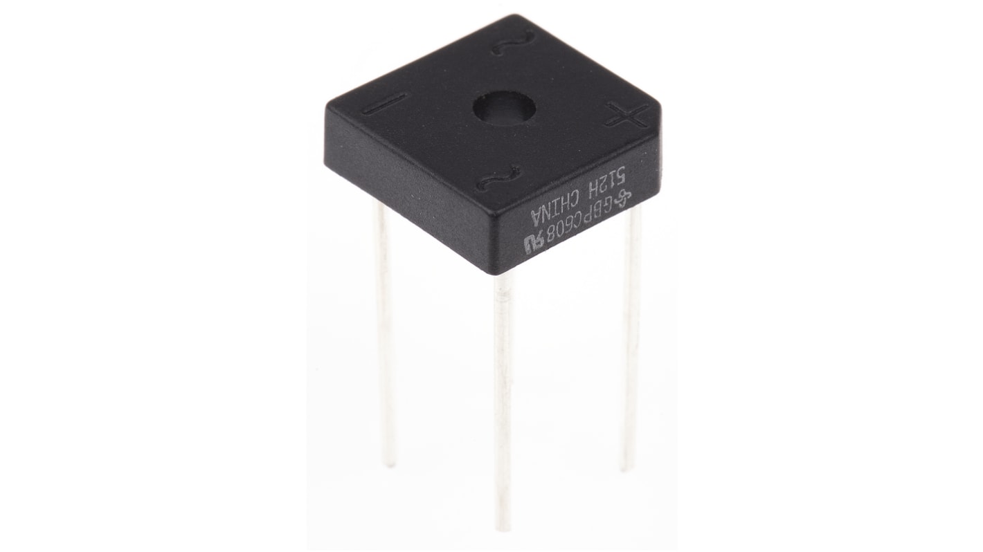 Vishay Brückengleichrichter, 1-phasig 6A 800V THT 1V GBPC6 4-Pin 5μA