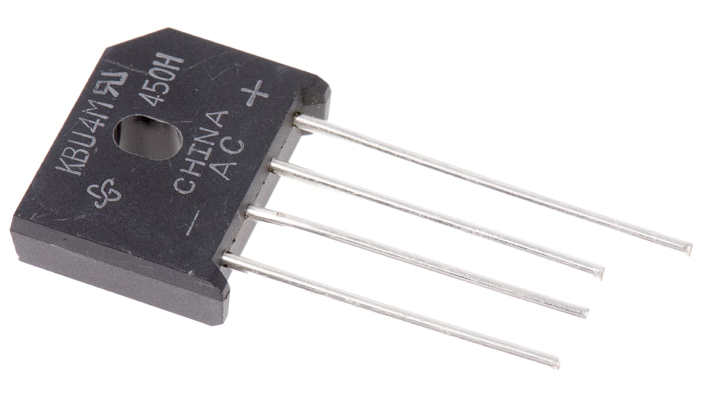 Vishay Brückengleichrichter, 1-phasig 4A 1000V THT 1V KBU 4-Pin 5μA Siliziumverbindung