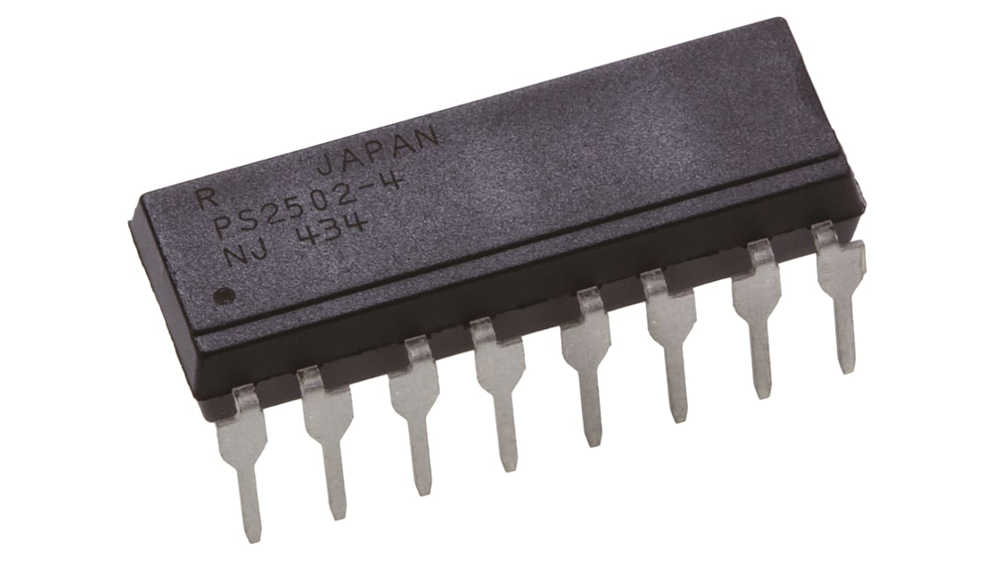 Renesas Electronics (ルネサス ) フォトカプラ, スルーホール実装 チャンネル数：4, ダーリントン出力, PS2502-4-A