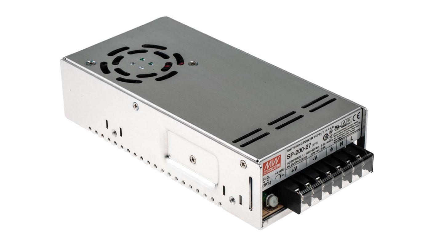 MEAN WELL Embedded Switch Mode Power Supply SMPS, SP-200-27, 27V dc, 7.5A, 202.5W, 1 Output, 120 → 370 V dc, 85