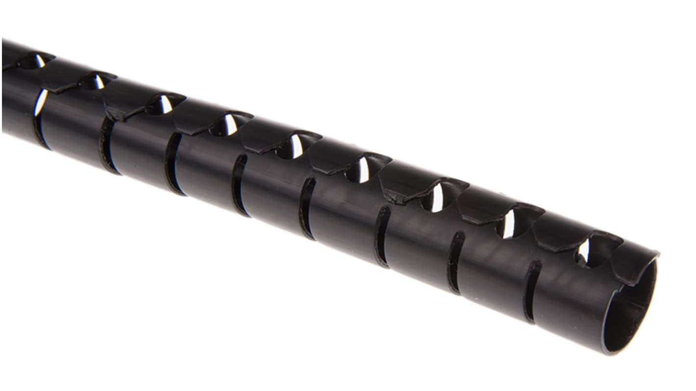 HellermannTyton Helawrap Spiral-Kabelschutzschlauch PP Schwarz, für Kabel-Ø 13mm bis 16mm, Länge 2m