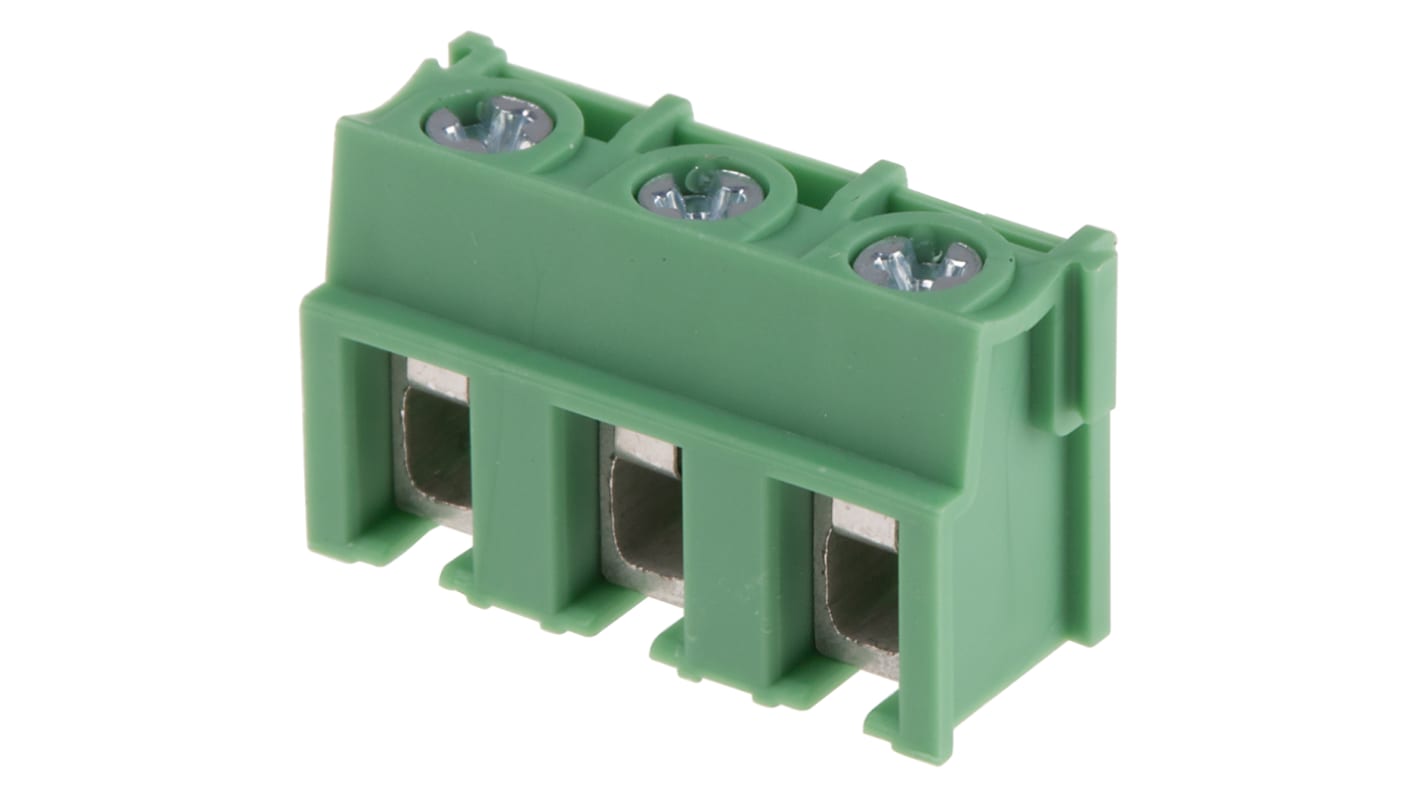 Phoenix Contact PT 2.5/ 3-7.5-V Series PCB Terminal Block, 7.5mm Pitch, Through Hole Mount, 1-Row, Screw Termination