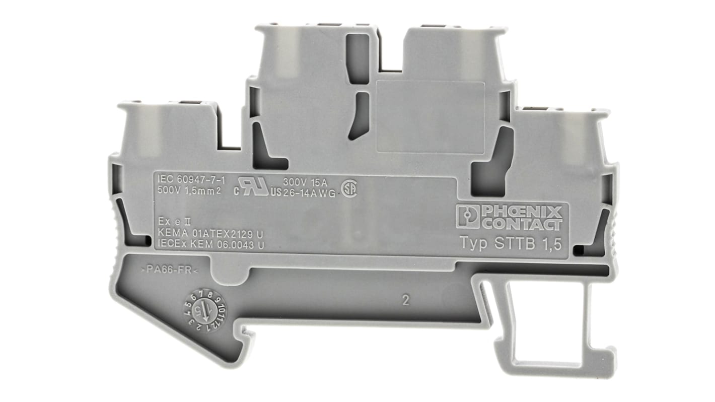 Phoenix Contact STTB 1.5 Series Grey Double Level Terminal Block, 0.08 → 1.5mm²