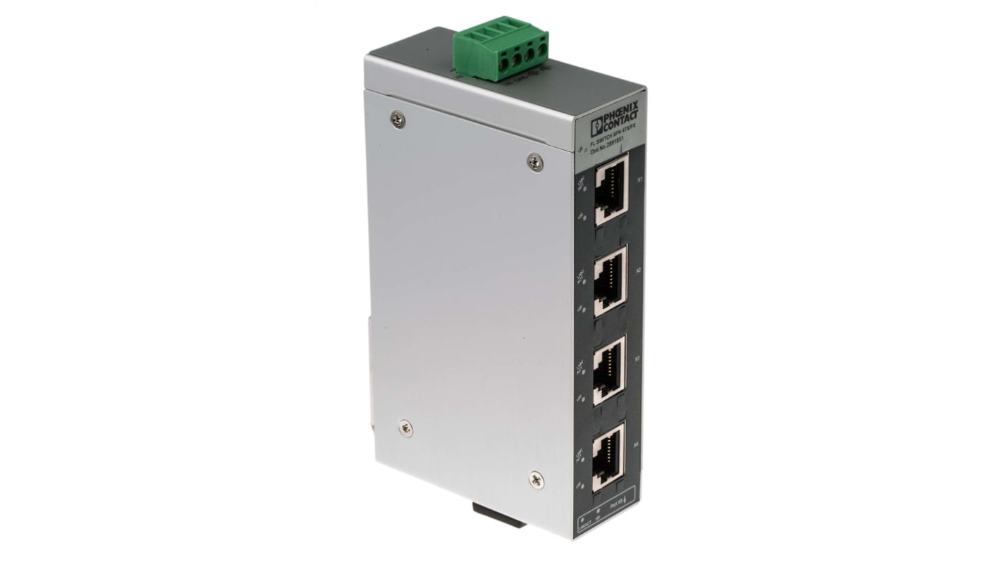 Switch Ethernet Phoenix Contact 4 porte RJ45, 100Mbit/s, montaggio Guida DIN