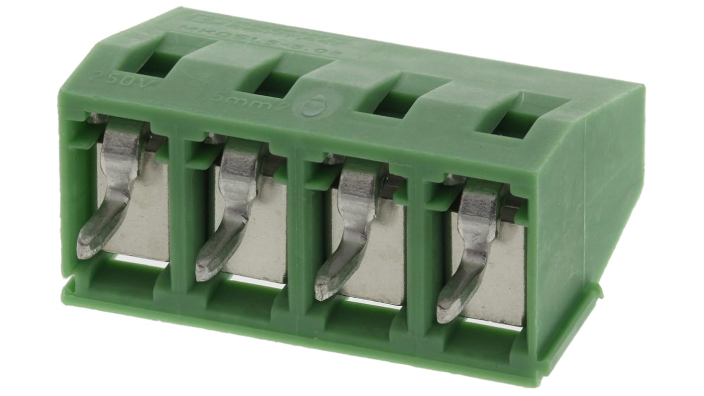 Phoenix Contact MKDS 1.5/4-5.08 Series PCB Terminal Block, 4-Contact, 5.08mm Pitch, Through Hole Mount, 1-Row, Screw