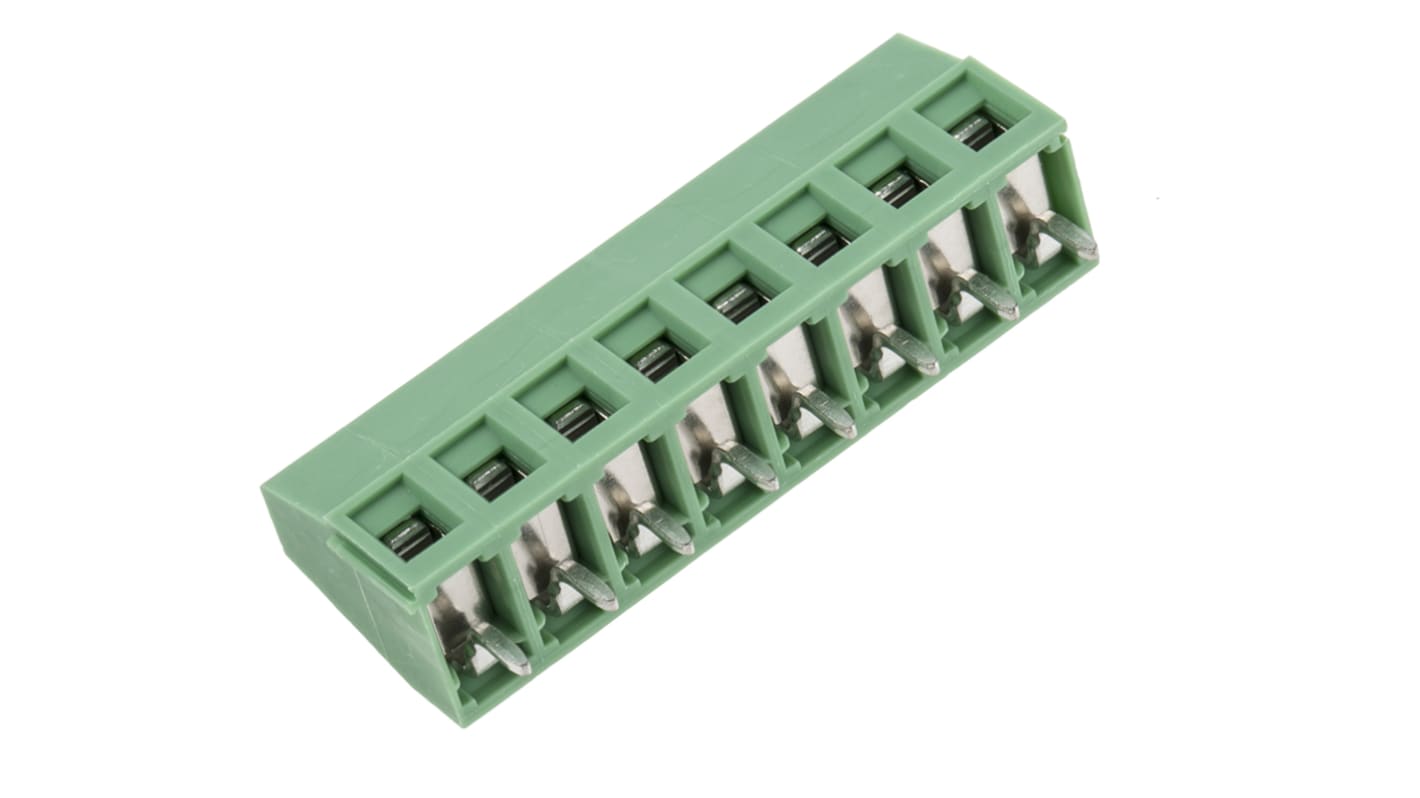 Borne para PCB Hembra Phoenix Contact de 8 vías , paso 5.08mm, 22A, de color Verde, montaje Montaje en orificio