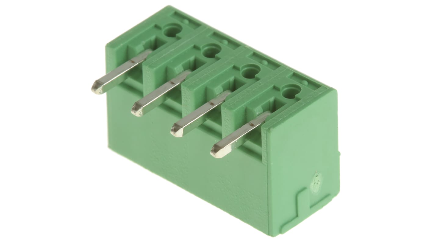 Phoenix Contact 3.81mm Pitch 4 Way Right Angle Pluggable Terminal Block, Through Hole, Solder Termination