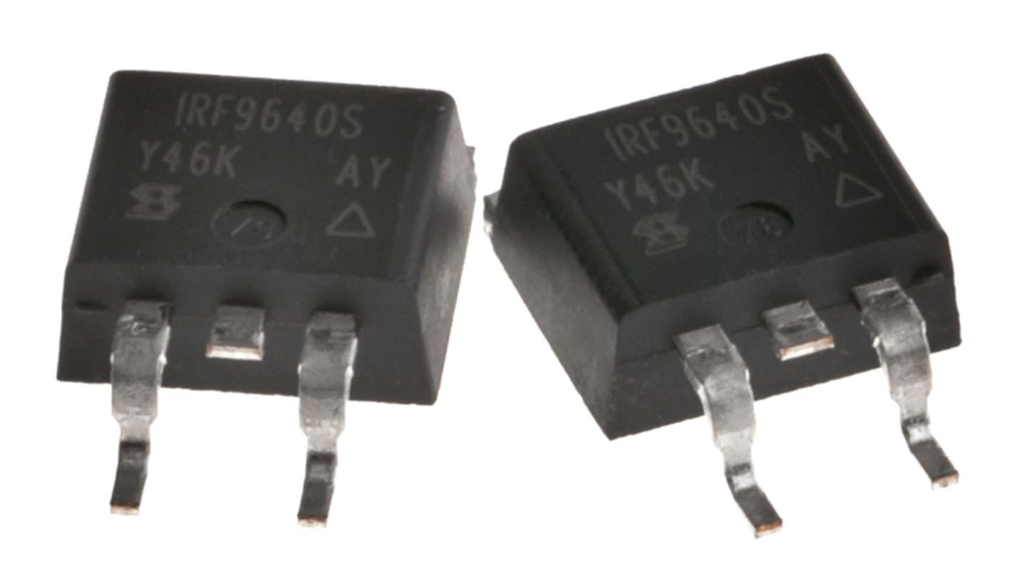 P-Channel MOSFET, 11 A, 200 V, 3-Pin D2PAK Vishay IRF9640SPBF